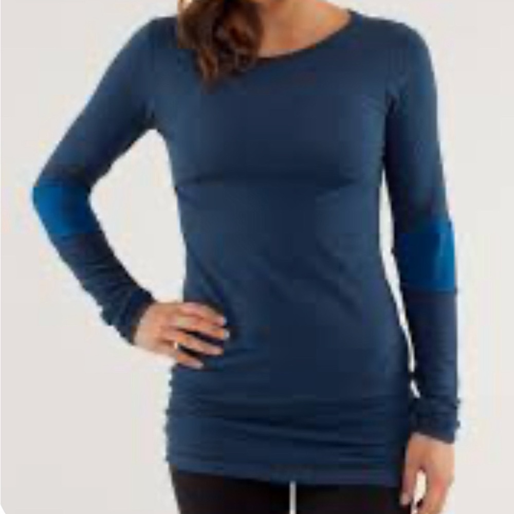 Lululemon Devotion Long Sleeve T Limitless Blue/Heathered Black Sz 2